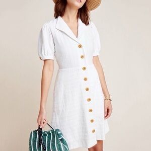 Anthropolgie Collared White Button-Down Dress